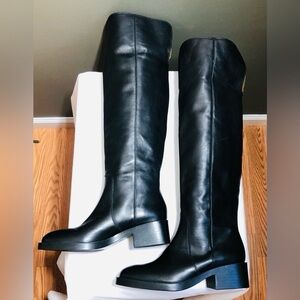 Zara Black and Brown Heeled Boots